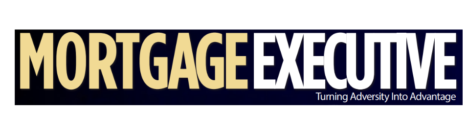 A logo for mortgage executive is shown on a white background