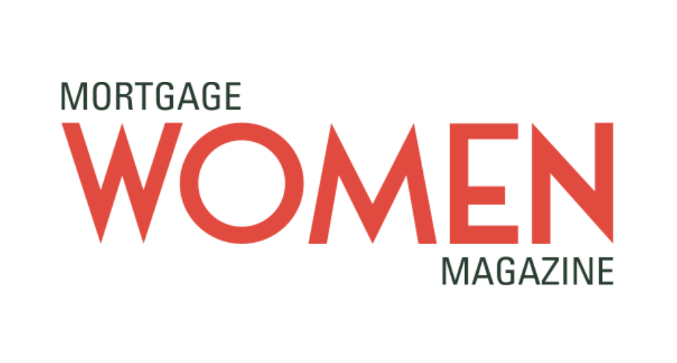 The logo for mortgage women magazine is red and white.