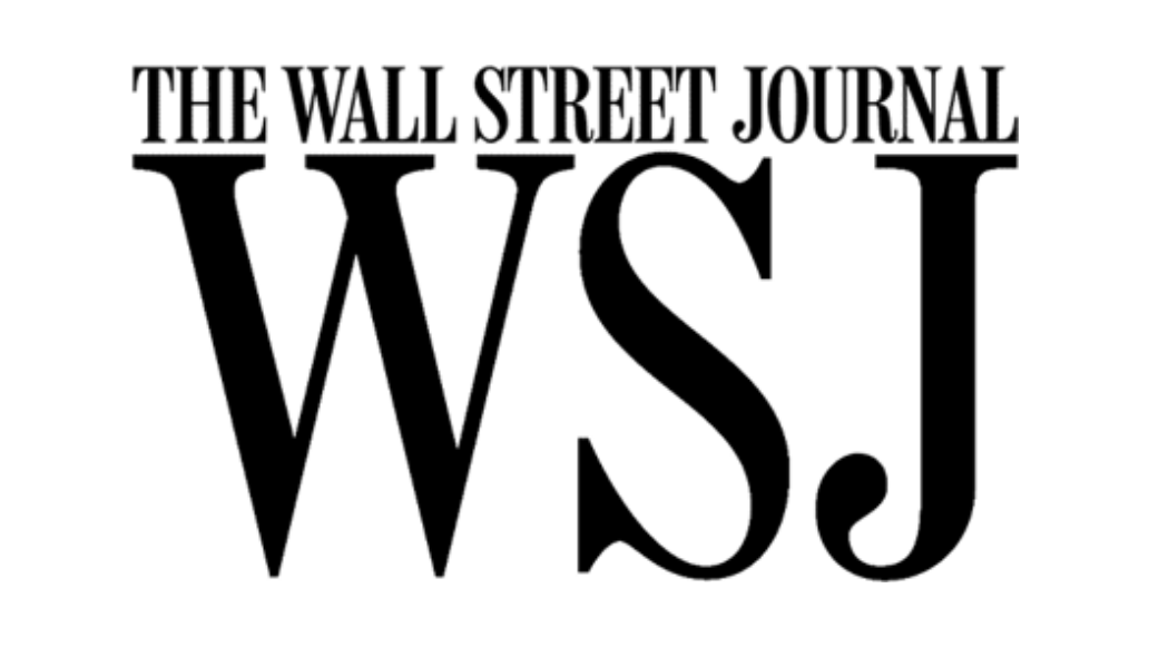 A black and white logo for the wall street journal