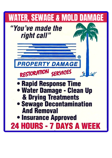A poster for water sewage and mold damage restoration services