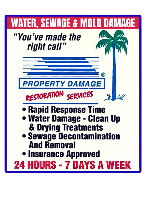 A poster for water sewage and mold damage restoration services