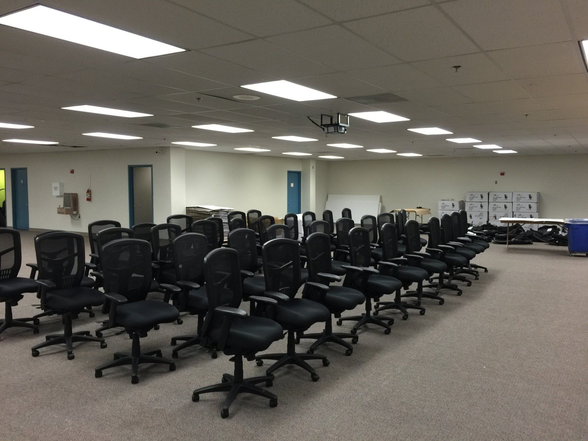 Numerous assembled office rolling chairs