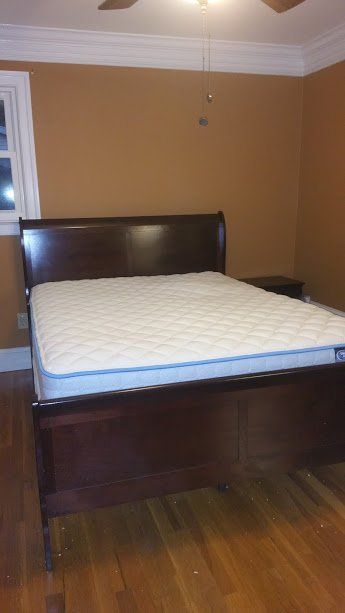 brown bed  mattress bedroom home furniture