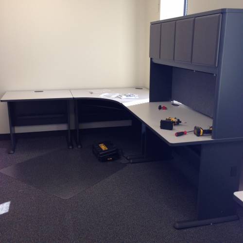 knoll office l shaped desk with hutch assembly service in Catonsville MD