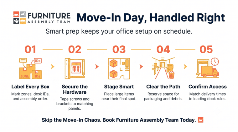 Furniture assembly promo infographic: 