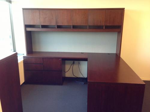 souder l shaped desk with hutch assembly service in McLean VA