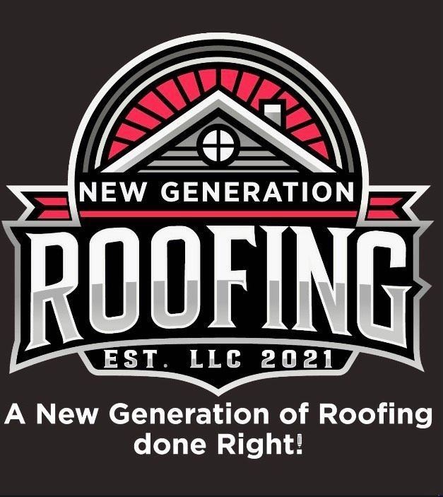 Logo for "New Generation Roofing," a roofing company with a house design and text.