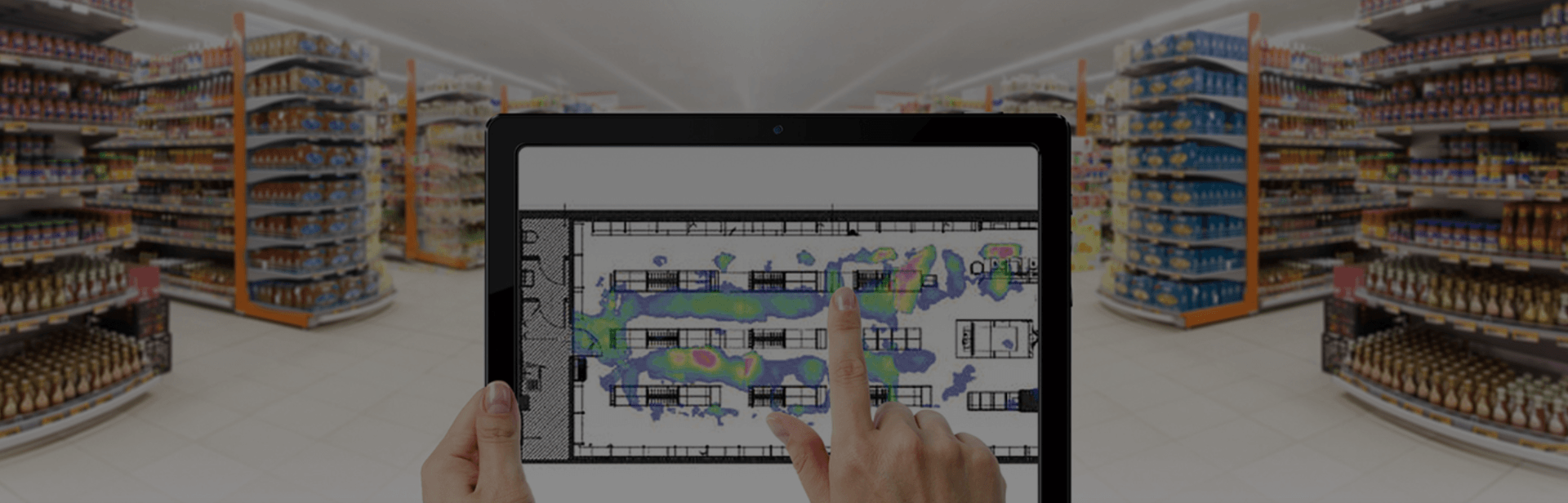 Heat mapping visualization showing customer movement and engagement zones