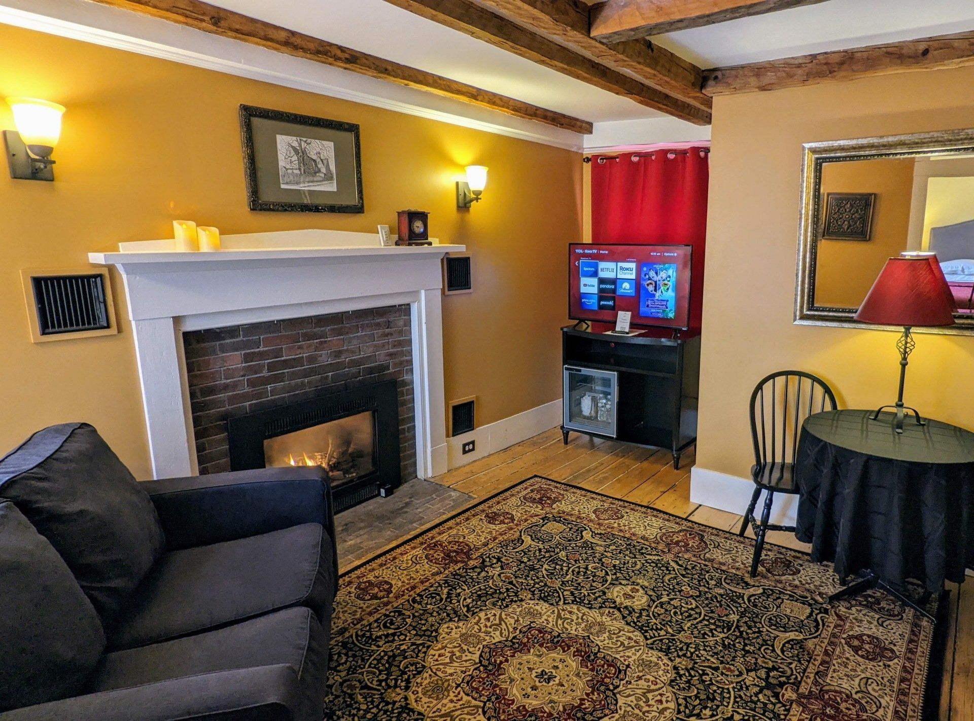 Tavern Suite Living Room and Fireplace