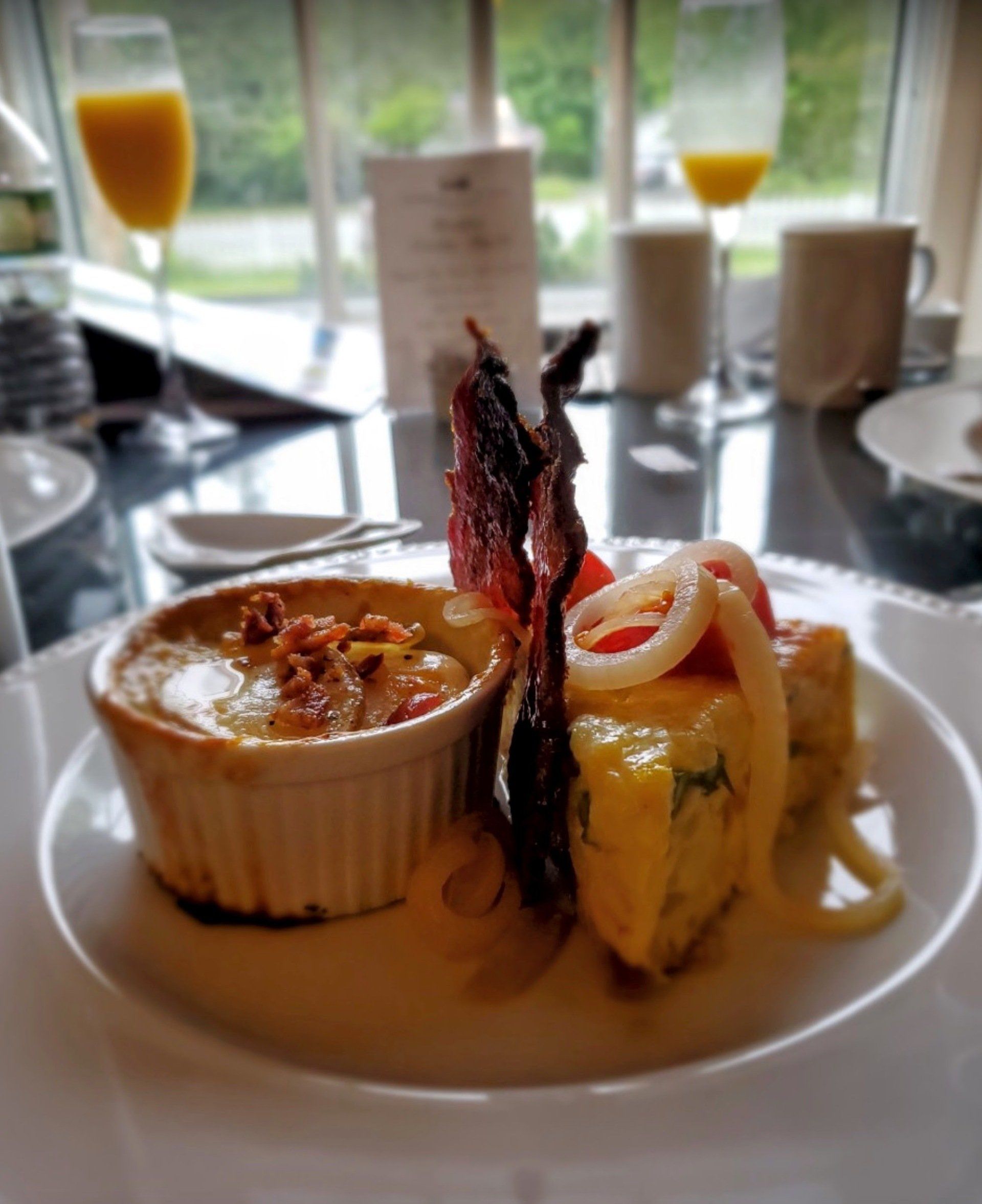 Breakfast at Coach Stop Inn - vegetable frittata with candied bacon