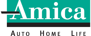 A logo for a company called amica auto home life