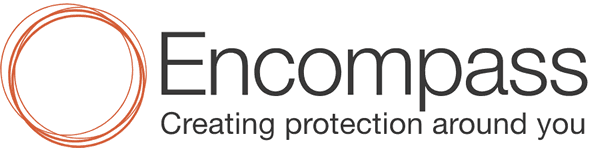 A logo for encompass creating protection around you