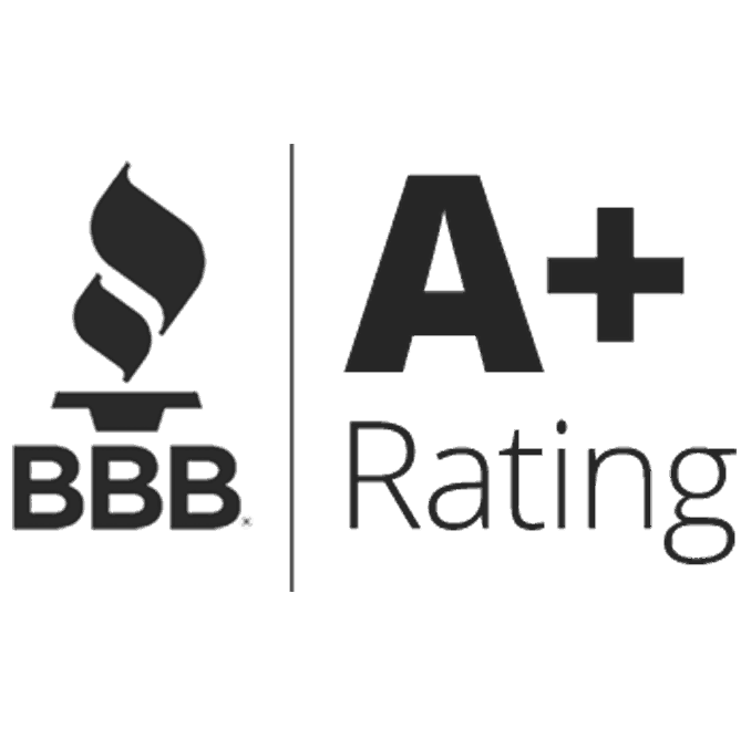 A black and white logo for the bbb rating