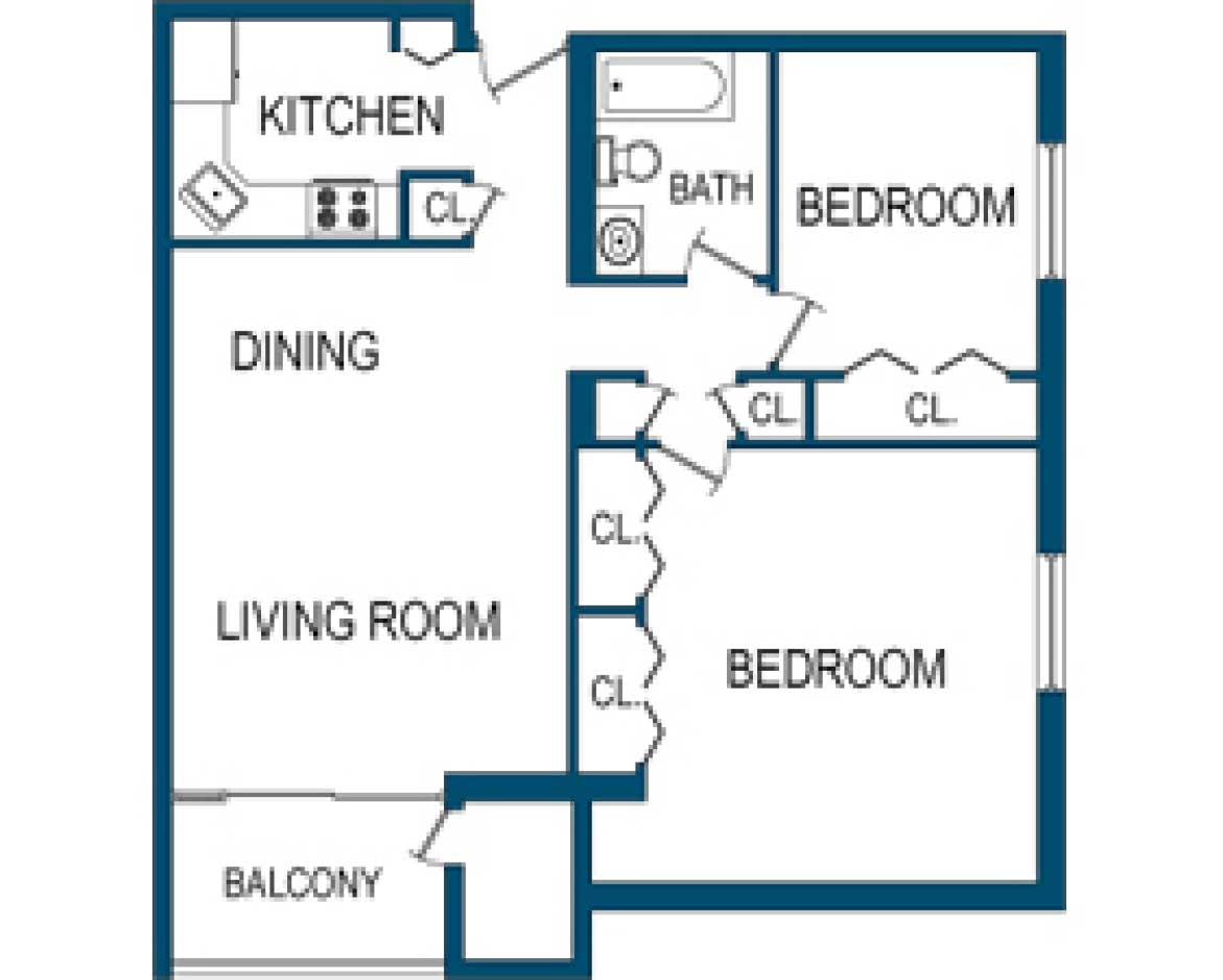 2 Bed, 1 bath