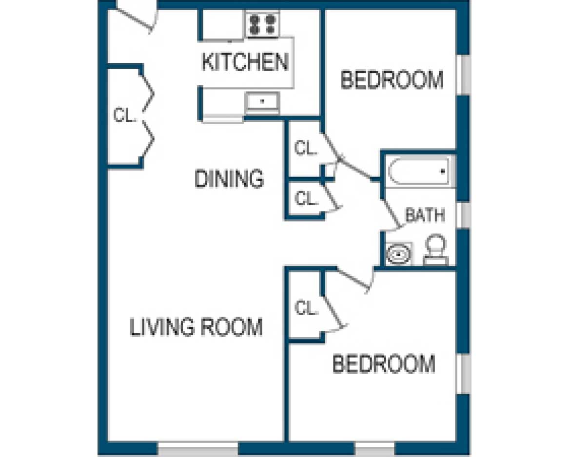 2 BED, 1 BATH