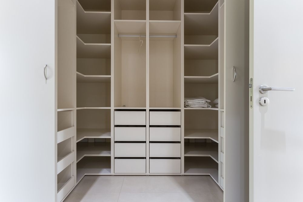 It is a Walk in Closet With Lots of Shelves and Drawers — Bruce Smith Cabinets in Bray Park, NSW