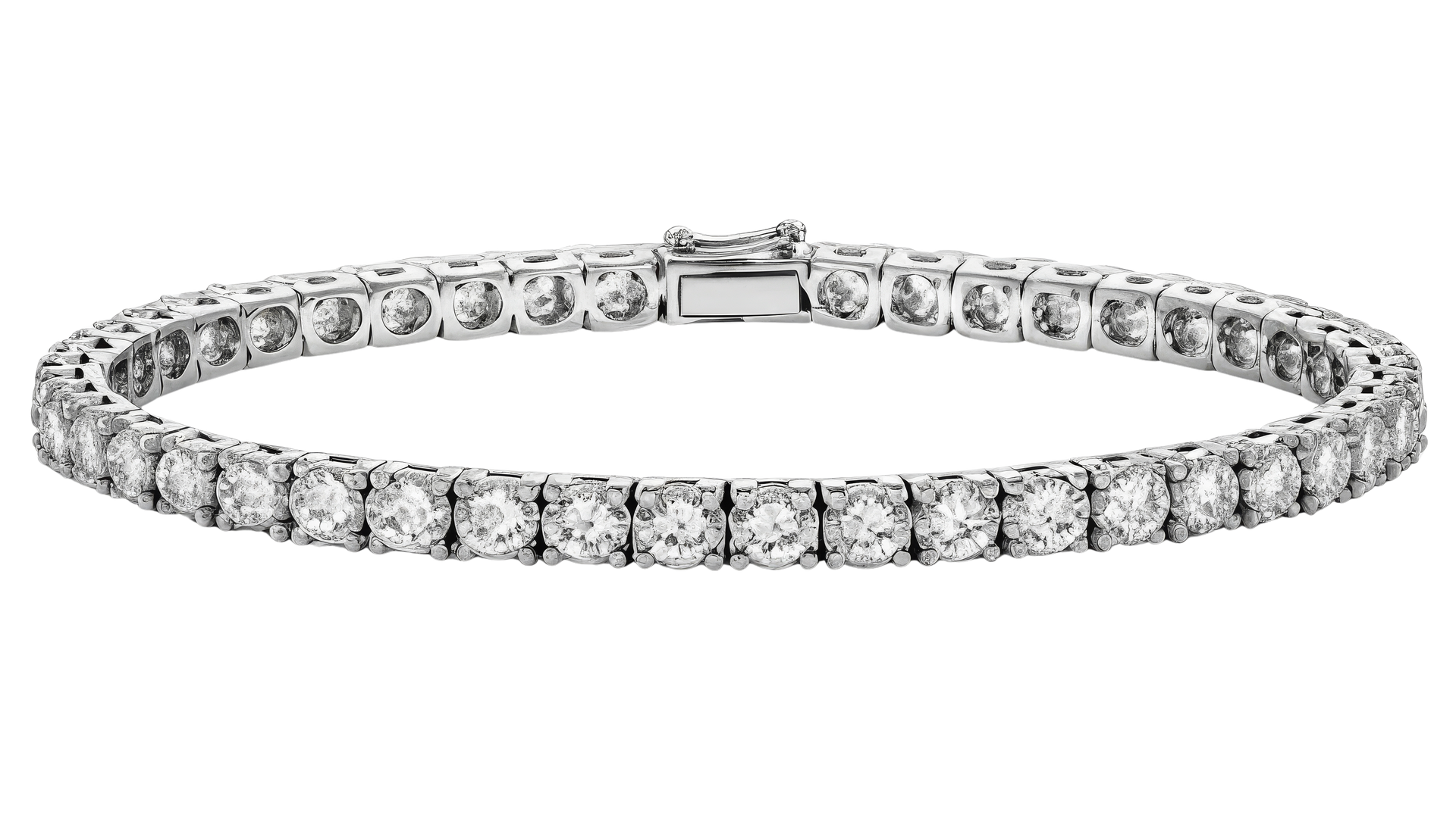 A diamond bracelet on a white background.