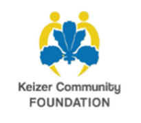 Keizer Community Foundation logo: Yellow figures encircling a blue flower, with the foundation's name below. Keizer Community Foundation logo: Yellow figures encircling a blue flower, with the foundation's name below.