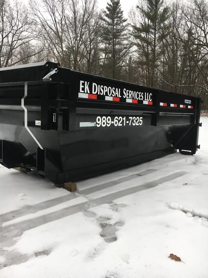 Black dumpster with 