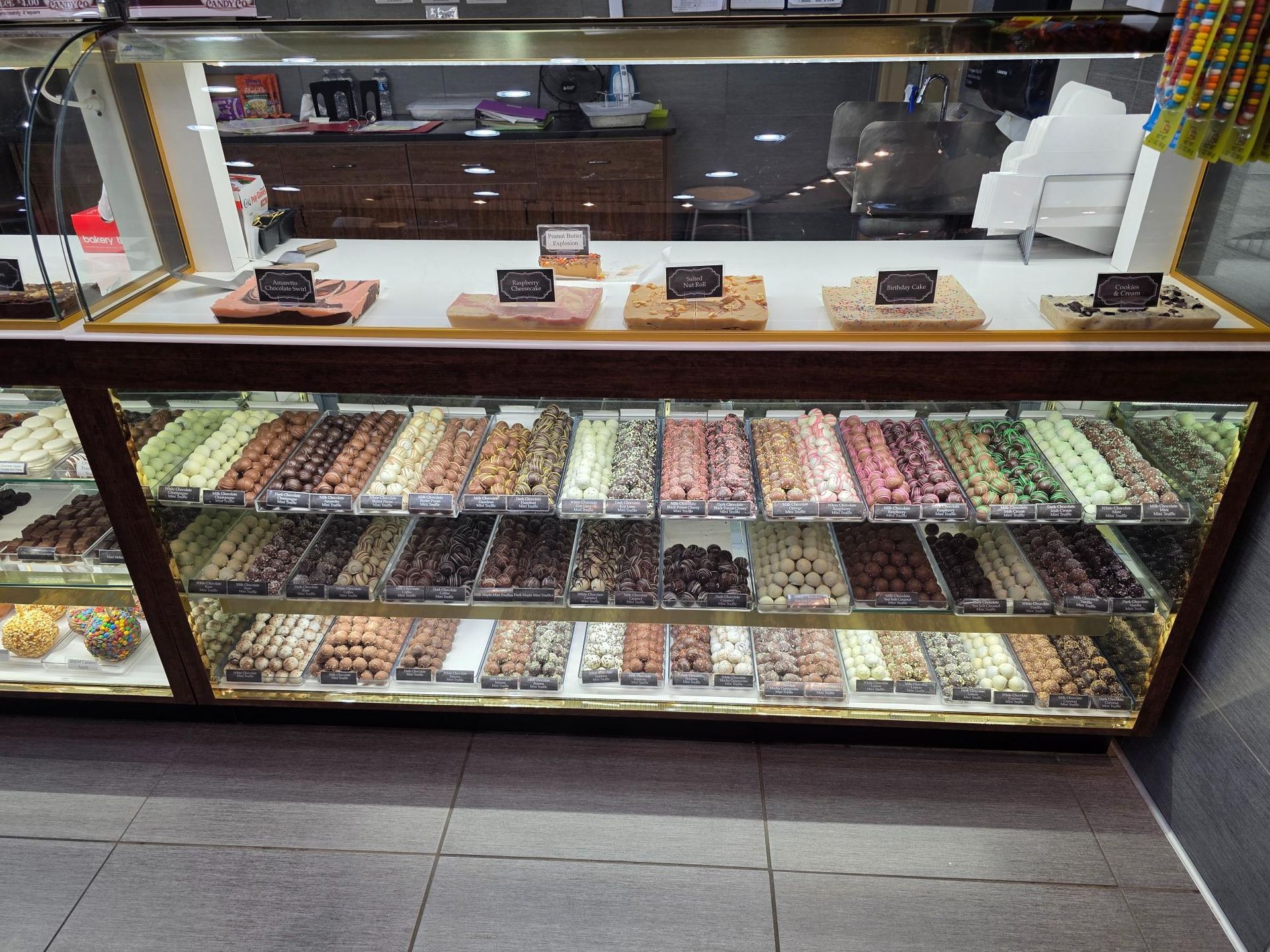 Chocolate truffles dusted with cocoa powder.