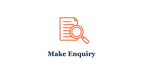 Orange illustration of a document and magnifying glass, with