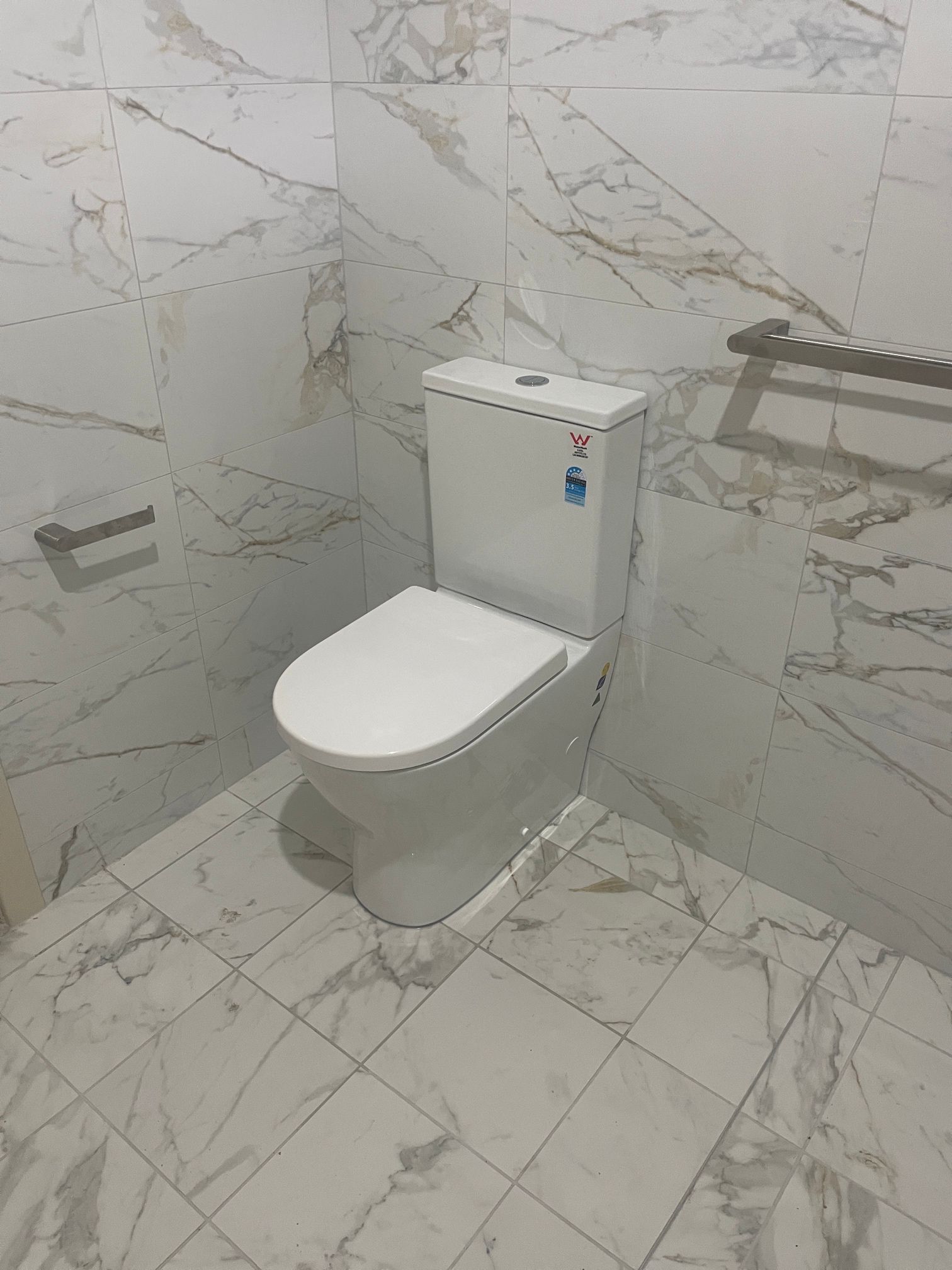 A toilet has been built into a bathroom — VR Marsden Plumbing in Red Rock, NSW