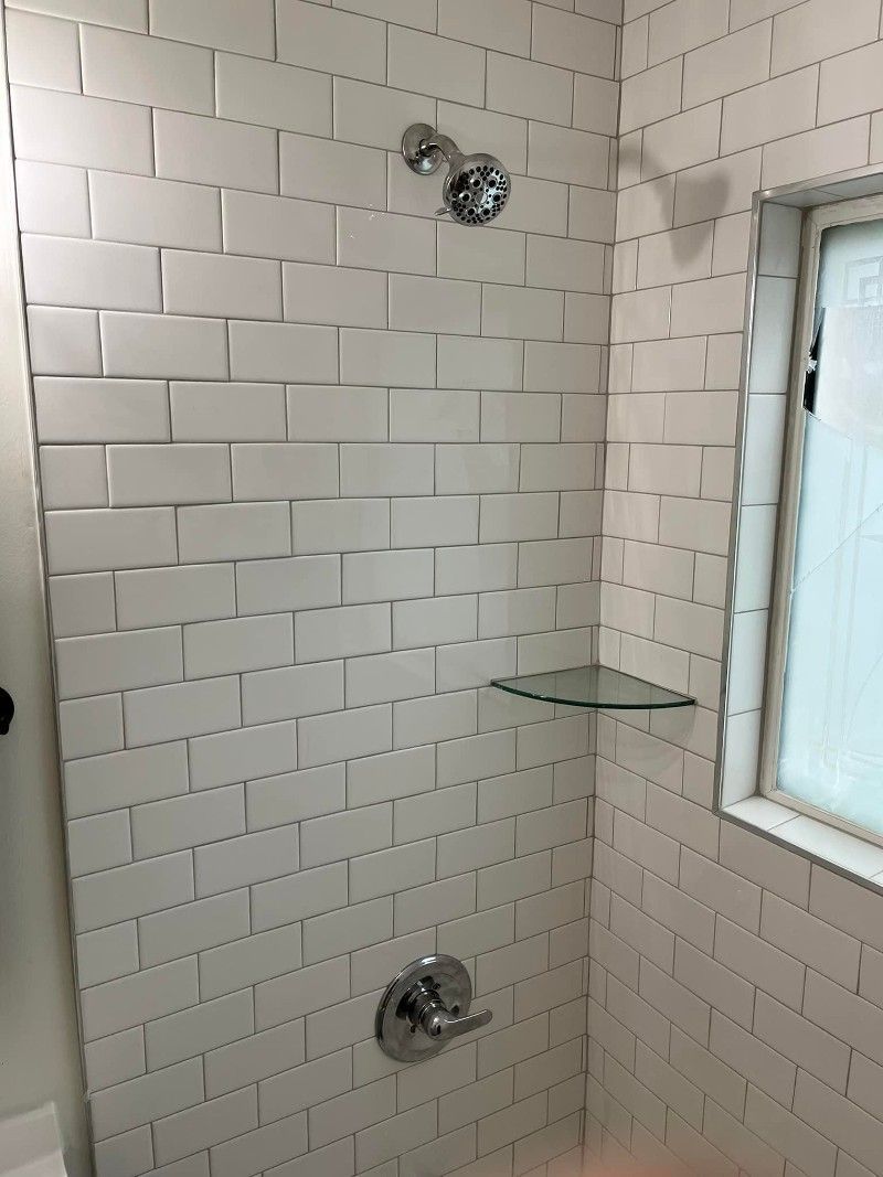 Shower with White Tiles | Louisville, KY | Archer Services
 