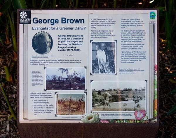 Signboard Telling The Story of George Brown — Zen Luxury Retreats in Darwin City, NT