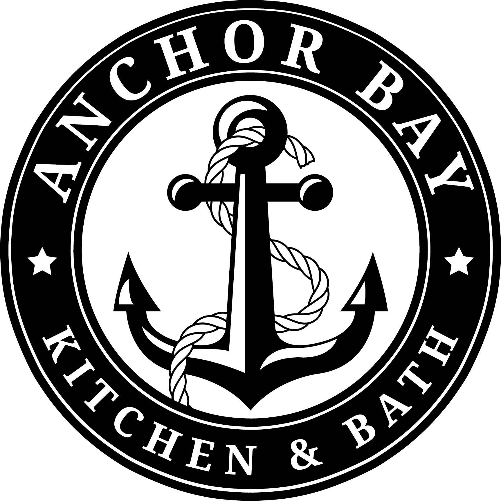 A black and white logo for Anchor Bay Kitchen and Bath in New Baltimore, MI