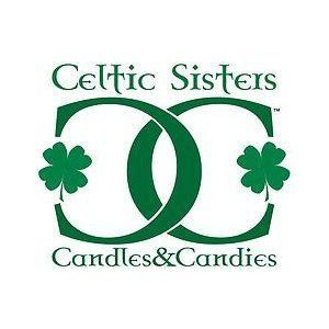 A logo for celtic sisters candles and candies.