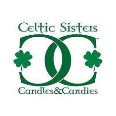 A logo for celtic sisters candles and candies.
