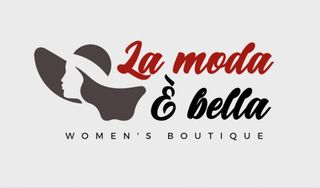 A logo for la moda e bella women's boutique