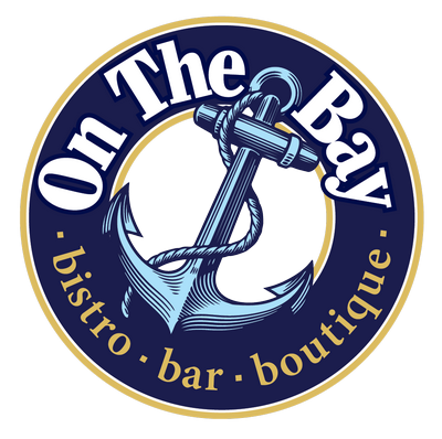 A logo for on the bay bistro bar boutique.