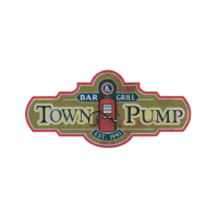 A logo for a bar and grill called town pump.