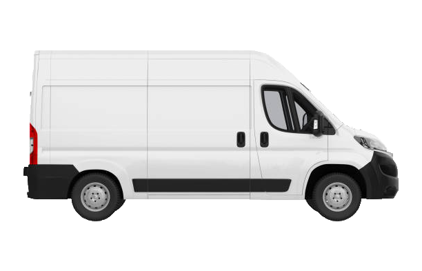 White cargo van, side view, on a white background. White cargo van, side view, on a white background.
