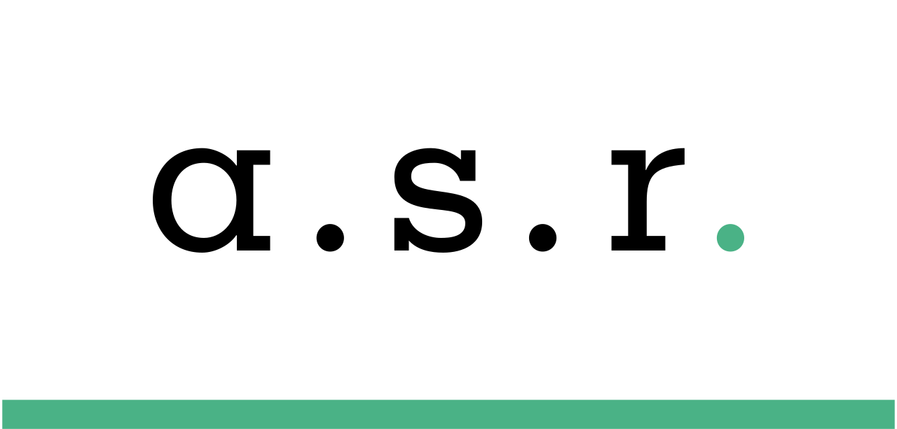 ASR-tekst met een klein groen stipje naast de 'r' en een groene balk onderaan.