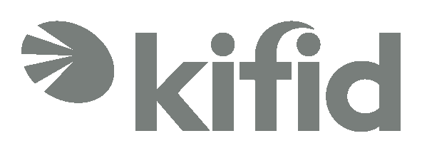 Logo voor Kifid, met een gestileerd grijs embleem en het woord 