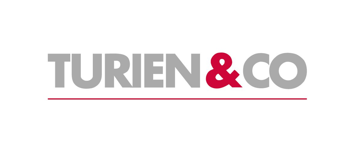 Het Turien & Co-logo: grijze tekst 