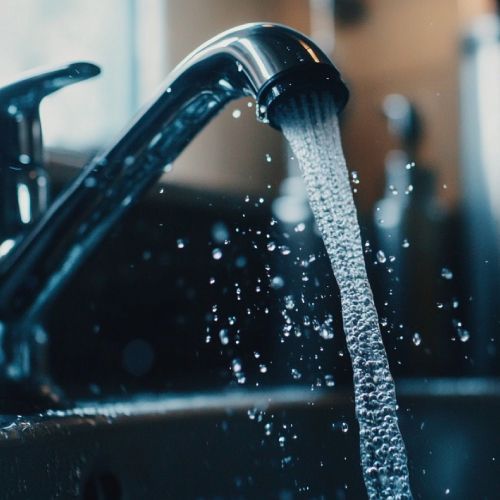 A close up of a faucet with water coming out of it