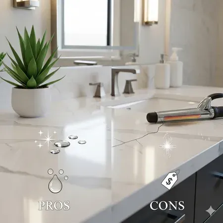 Quartz bathroom countertops pros cons Lafayette