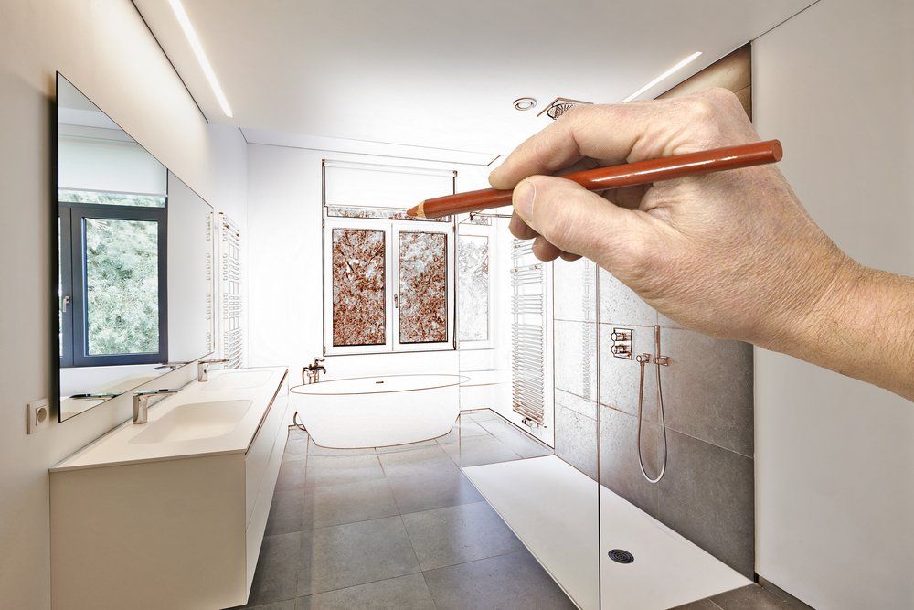 drawing a bathroom remodel with a pencil