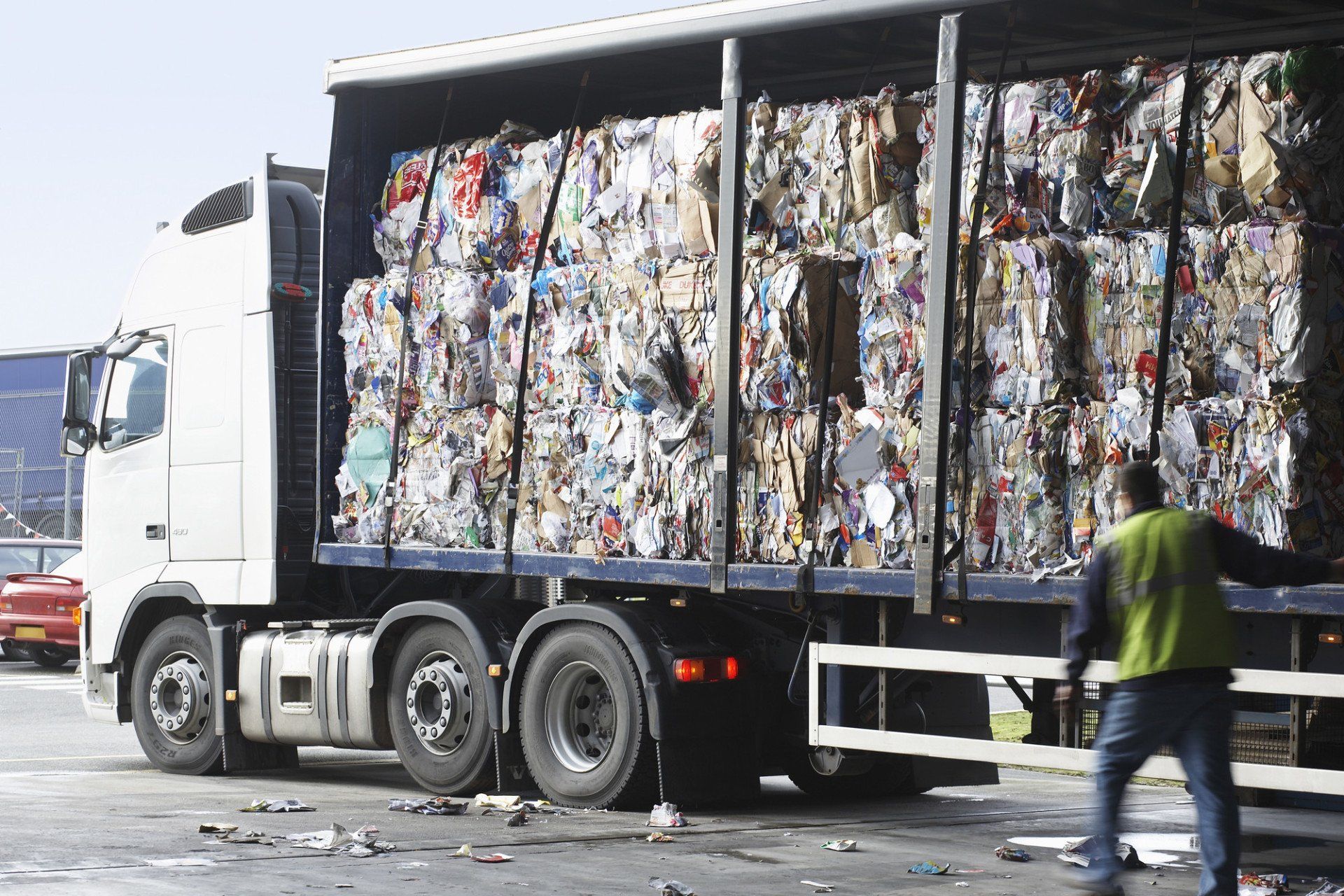 Lorry full of plastic recycling