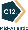 a logo for c12 mid-atlantic with an arrow pointing to the right