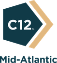 a logo for c12 mid-atlantic with an arrow pointing to the right