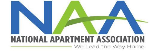 A blue and green logo for the national apartment association