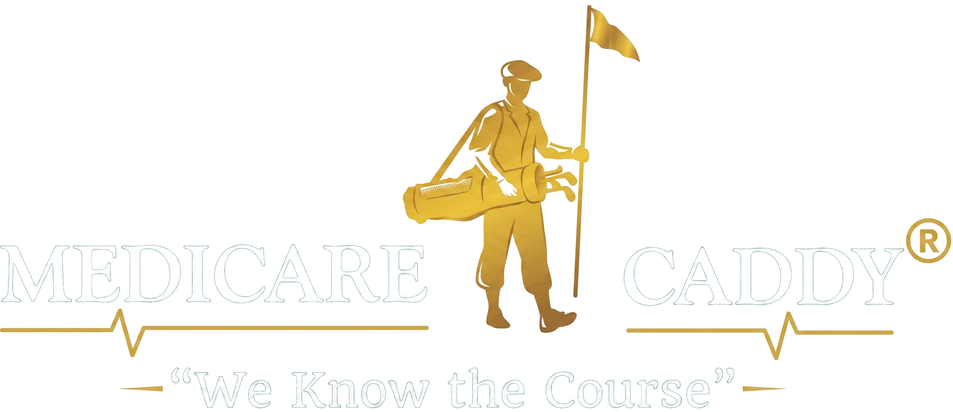 Medicare Caddy logo with golfer silhouette and tagline &ldquo;We Know the Course&rdquo;