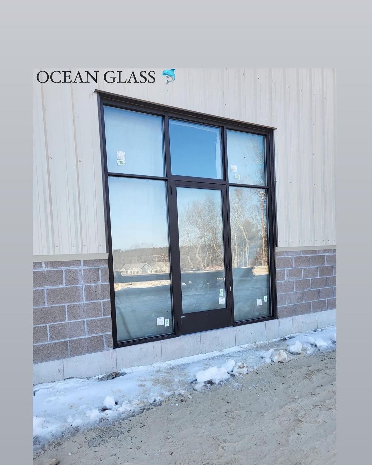 A large window on the side of a building.