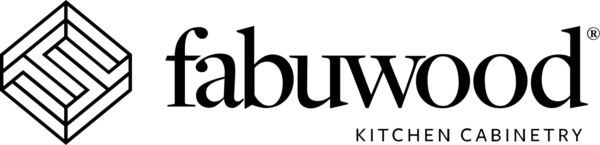 A black and white logo for a company called fabuwood kitchen cabinetry.