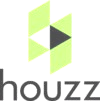 A houzz logo with a green triangle on a white background.
