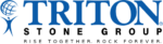 The triton stone group logo is blue and white